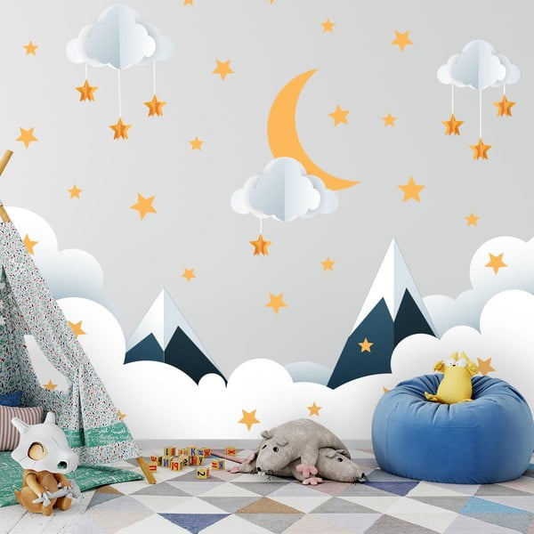 Vaikiškas sieninis lipdukas 90x60 cm Mountains in Stars and Clouds - Ambiance