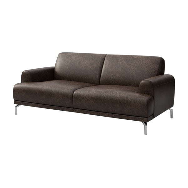 Tamsiai ruda odinė sofa MESONICA Puzo, 170 cm-image-2