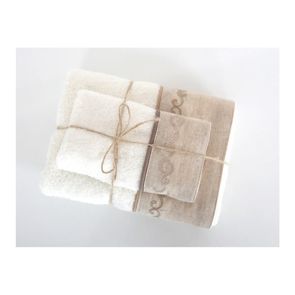 "Irya Home Spa" vanilinių vonios rankšluosčių ir rankšluosčių rinkinys, 30x50 cm ir 50x90 cm