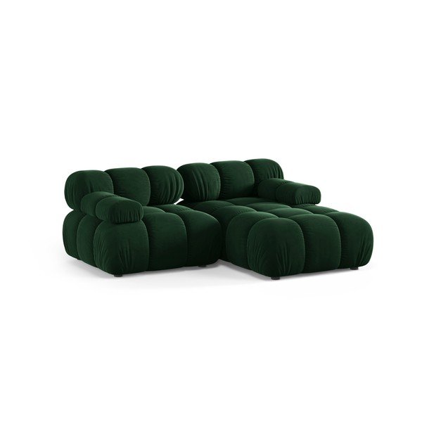 Tamsiai žalios spalvos modulinė kampinė sofa iš velveto (su dešiniuoju kampu/su gultu) – Micadoni -image-2