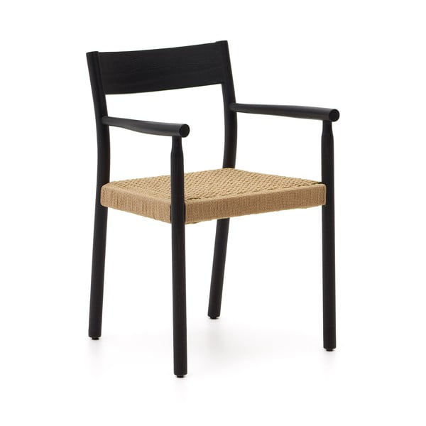 Juodos spalvos/natūralios spalvos iš ąžuolo masyvo valgomojo kėdė Yalia – Kave Home