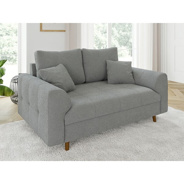 Pilkos spalvos iš boucle sofa 150 cm Ariella – Ropez-image-1