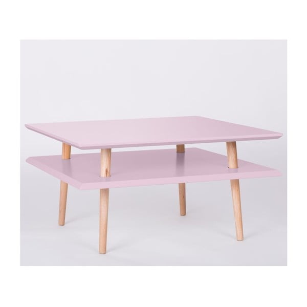 UFO kvadratinis rožinis kavos staliukas, 68 cm (plotis) ir 35 cm (aukštis)