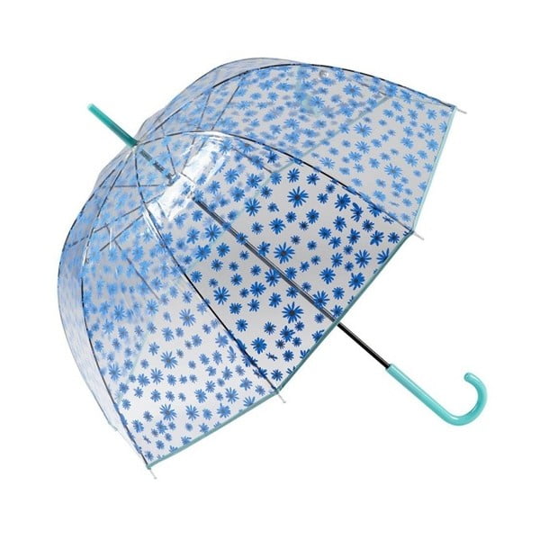 Skaidrus skėtis su mėlynomis detalėmis "Birdcage Flowers", ⌀ 85 cm