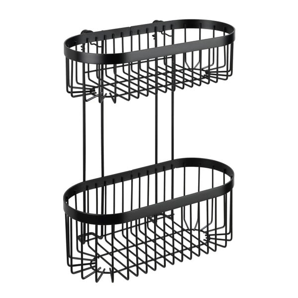 2 pakopų juoda sieninė lentynėlė su krepšeliais Wenko Classic Plus-image-2