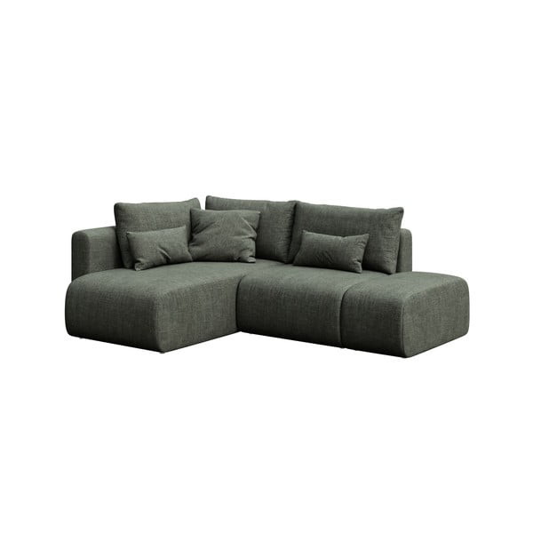 Sulankstoma/su sandėliavimo vieta kampinė sofa žalios spalvos (su kairiuoju kampu/su gultu) Lumine – Ghado-image-2