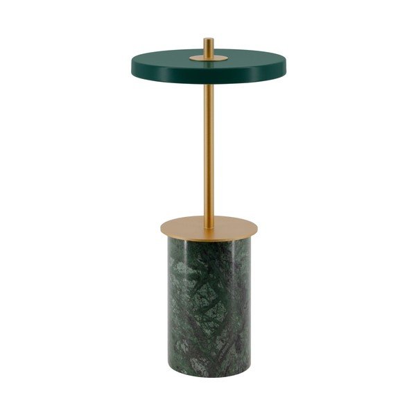 Iš marmuro stalinis šviestuvas žalios spalvos LED su pritemdymo funkcija (aukštis 25,5 cm) su metaliniu gaubtu Asteria Move Mini – UMAGE