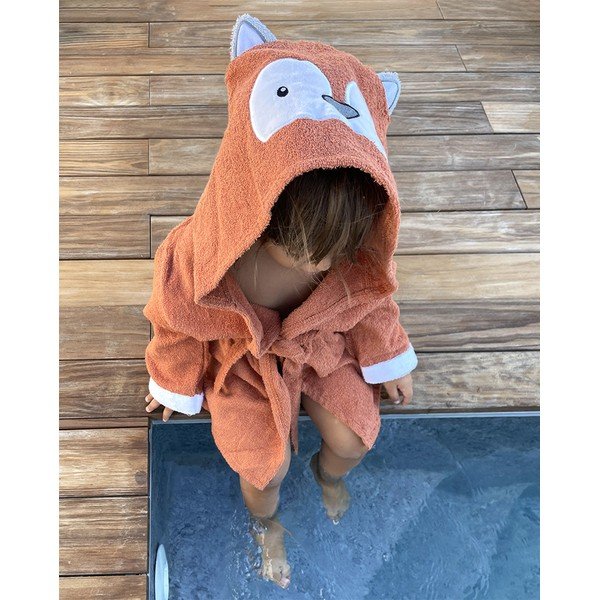 Oranžinis medvilninis kūdikių chalatas L dydžio Fox - Rocket Baby-image-2