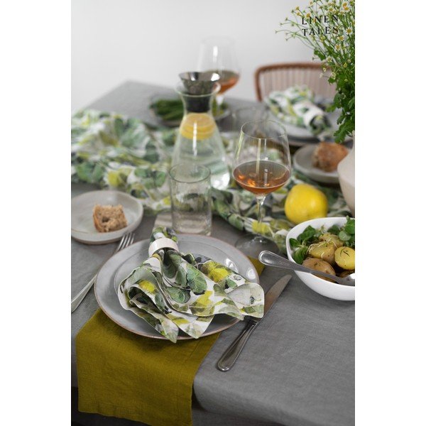 Padėkliukai iš tekstilės žalios spalvos 4 vnt. Lotus – Linen Tales-image-3