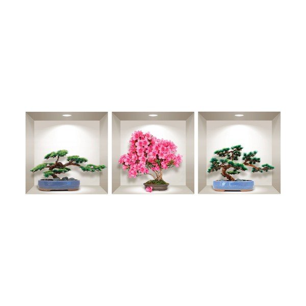 3 3D sieninių lipdukų rinkinys Ambiance Natural and Colorful Bonsai-image-1