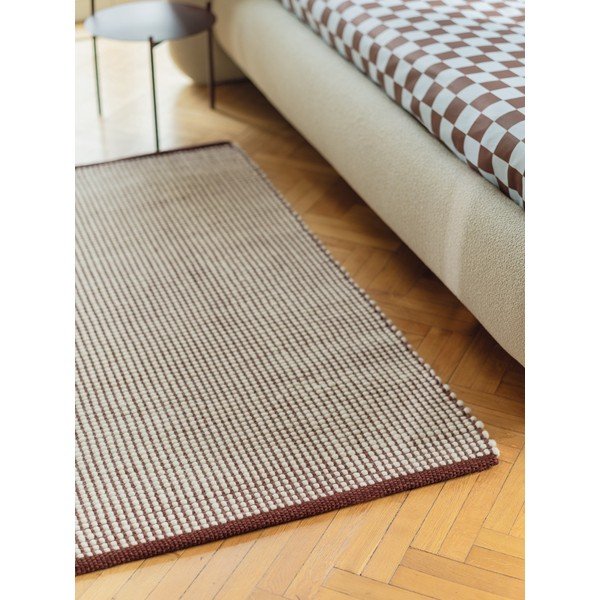 Rankų darbo bordo spalvos/natūralios spalvos iš vilnos kilimas 140x200 cm Talo – noo.ma-image-2