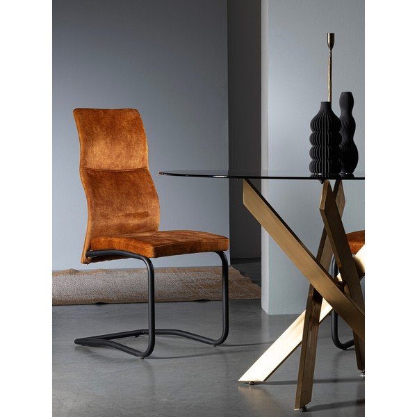 Konjako rudos spalvos iš audinio valgomojo kėdė Thelma – Bizzotto-image-1