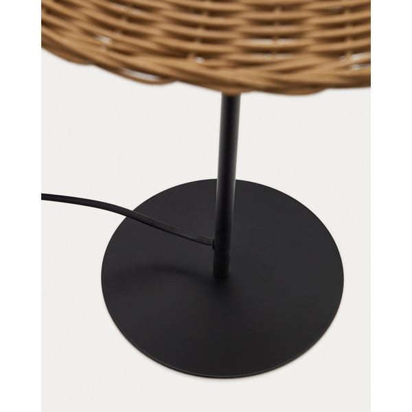 Stalinis šviestuvas juodos spalvos/natūralios spalvos (aukštis 50 cm) su rotango gaubtu Urania – Kave Home-image-3