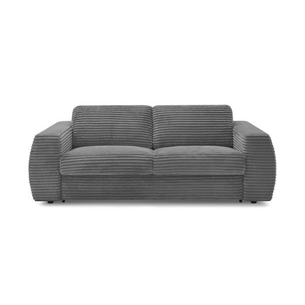 Tamsiai pilkos spalvos sofa miegojimui/sulankstoma iš kordinio velveto 220 cm Hugo – Bobochic Paris