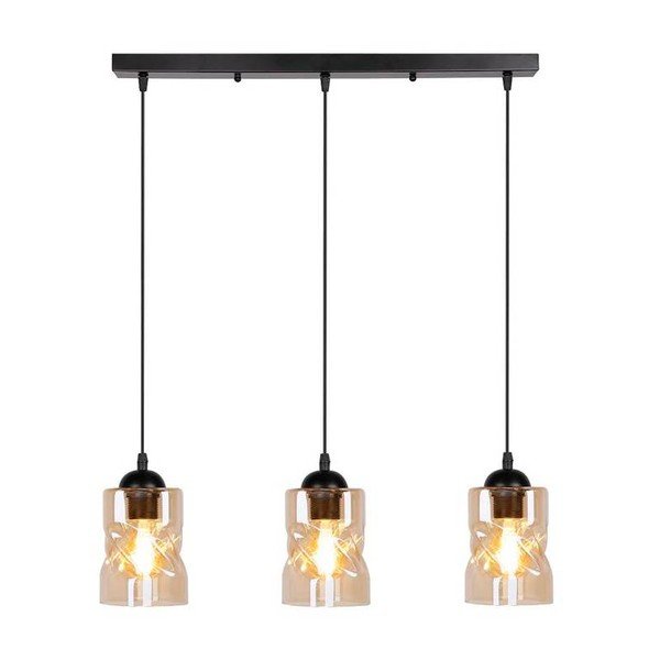 Juodas pakabinamas šviestuvas su stikliniu gaubtu 10x62 cm Felis - Candellux Lighting-image-2