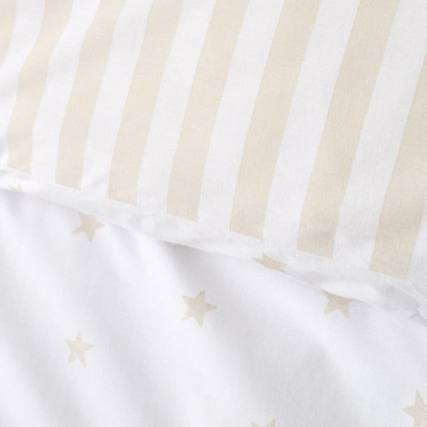 Baltos spalvos/smėlio spalvos iš medvilnės viengulė vaikiška patalynė 135x200 cm Mini Star & Stripes – Bianca-image-4