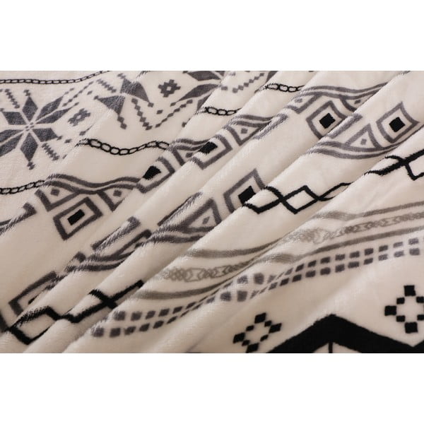 Viengulė patalynė juodos spalvos/kreminės spalvos iš mikropliušo 140x200 cm – My House-image-3