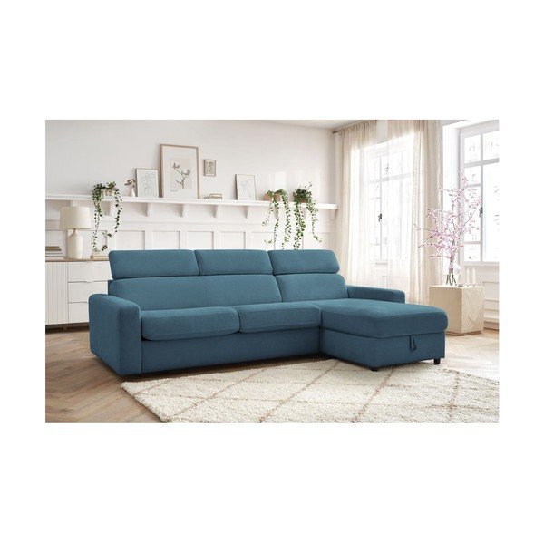 Sulankstoma kampinė sofa mėlynos spalvos (kintama) Monaco – Bobochic Paris-image-1