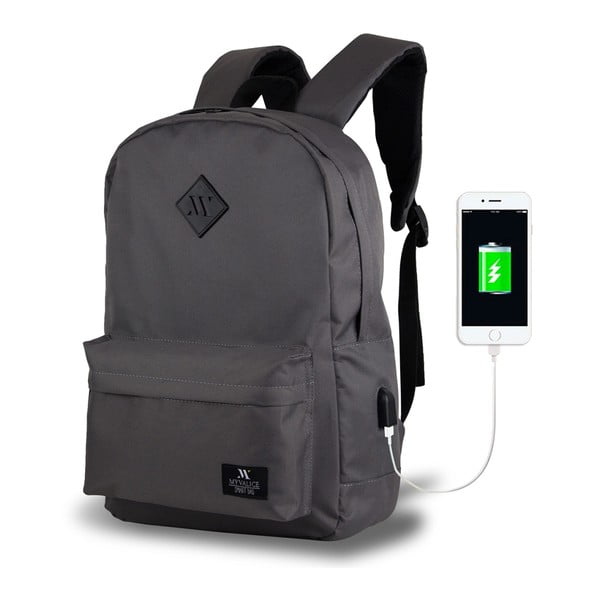 Pilka kuprinė su USB jungtimi My Valice SPECTA Smart Bag