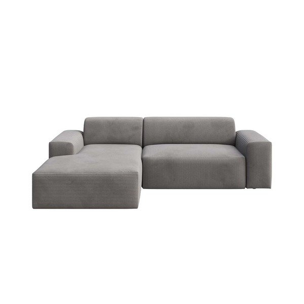 Pilkos spalvos iš kordinio velveto kampinė sofa (su kairiuoju kampu/su gultu) Villet – Rodier