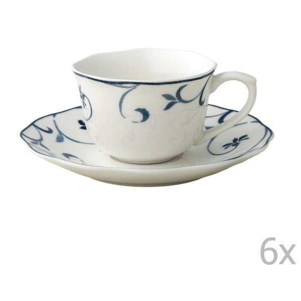 6 porcelianinių puodelių ir lėkščių rinkinys Brandani Ricciolo