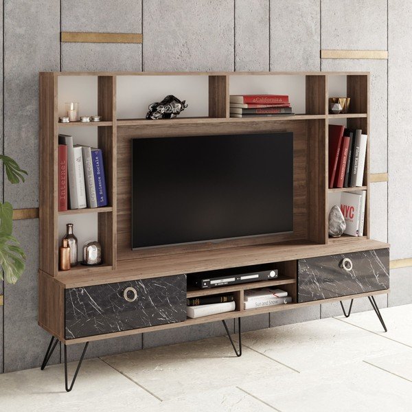 Pilkai rudas riešutmedžio spalvos 180x136 cm televizoriaus komplektas Lorenz - Kalune Design-image-1
