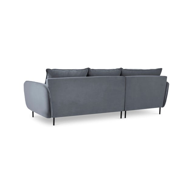 Pilka aksominė kampinė sofa Cosmopolitan Design Vienna, kairysis kampas-image-4