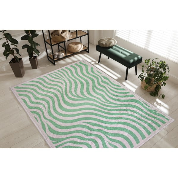 Skalbiamas žalios spalvos kilimas 120x180 cm Green Zebra – Vitaus-image-1
