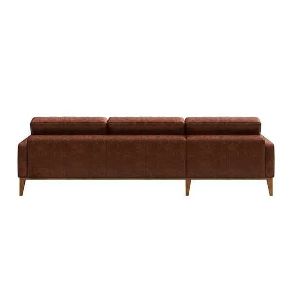 Raudonai ruda odinė kampinė sofa MESONICA Musso Tufted, dešinysis kampas-image-3
