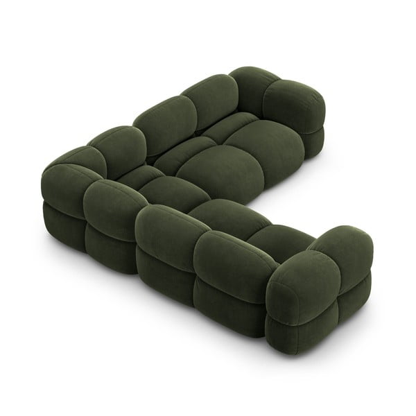 Žalios spalvos iš velveto kampinė sofa Loretto – Cosmopolitan Design-image-4