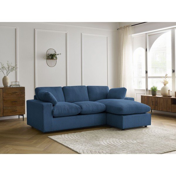 Mėlynos spalvos kampinė sofa iš kordinio velveto Belair – Bobochic Paris-image-1