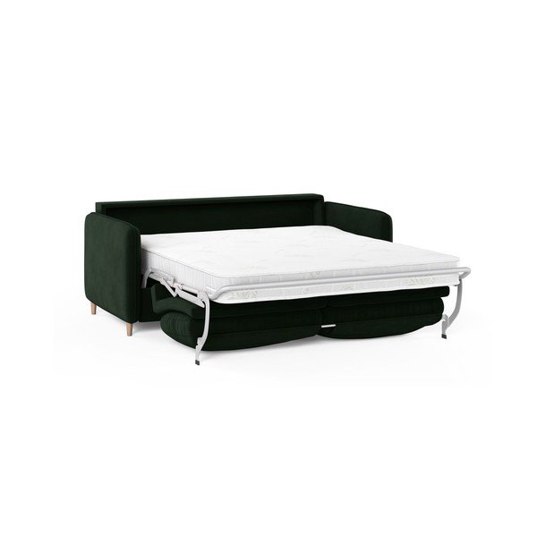 Tamsiai žalios spalvos sofa miegojimui iš velveto 184 cm – Micadoni -image-1