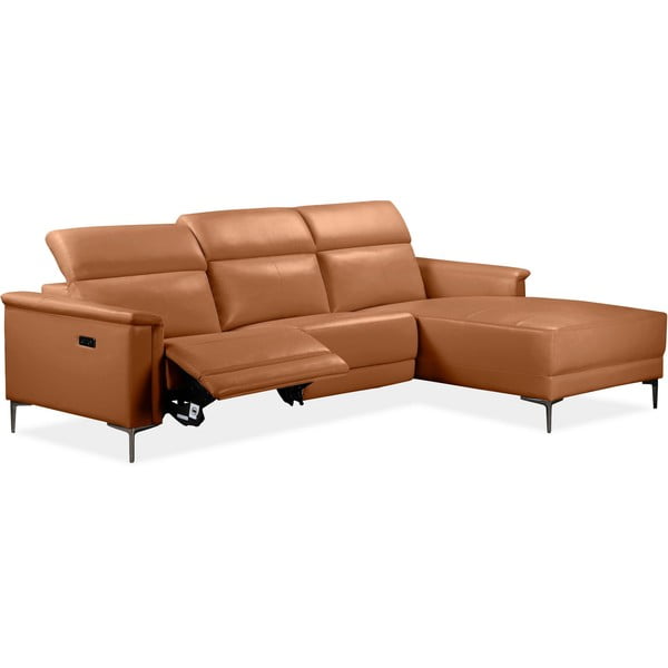 Iš dirbtinės odos kampinė sofa rudos spalvos (su dešiniuoju kampu) Lund – Støraa-image-1