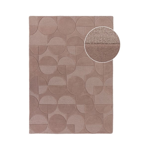 Rožinis vilnonis kilimas Flair Rugs Gigi, 120 x 170 cm