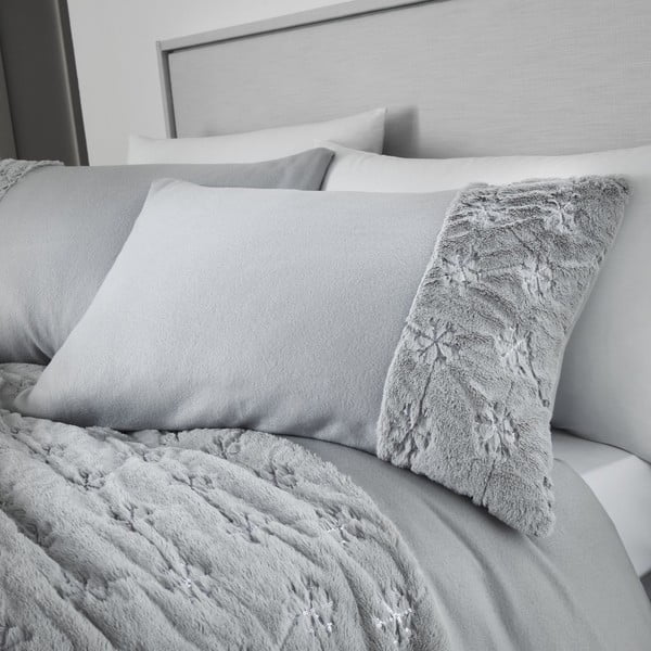 Pilka mikropluošto patalynė Catherine Lansfield Cosy Snowflake, 200 x 200 cm-image-1