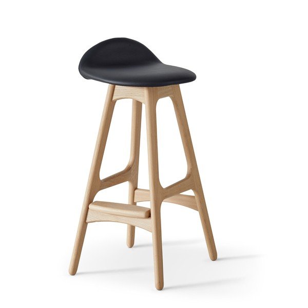 Juodos/natūralios odos sukamoji baro kėdė 79 cm Buck - Hammel Furniture