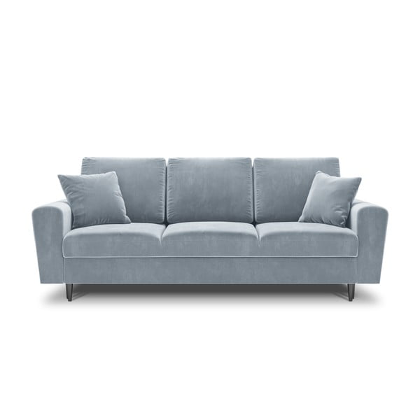 Šviesiai mėlynos spalvos iš velveto sulankstoma/su sandėliavimo vieta sofa 235 cm Kyoto – Cosmopolitan Design