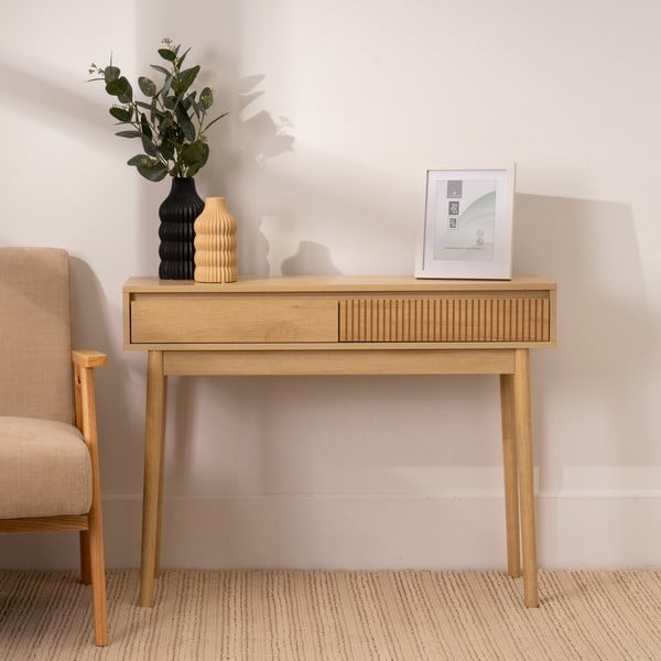 Natūralios spalvos konsolinis staliukas 30x100 cm Iona – Casa Selección-image-1