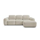 Smėlio spalvos sulankstoma/su sandėliavimo vieta kampinė sofa iš boucle (su dešiniuoju kampu/su gultu) Montaigne – Bobochic Paris