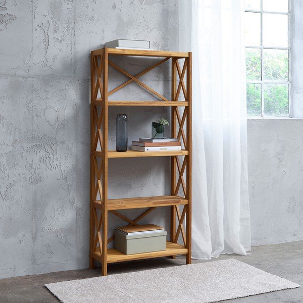 Iš ąžuolo masyvo pastatoma lentyna natūralios spalvos 70x161 cm X-Shelf – Unique Furniture-image-1