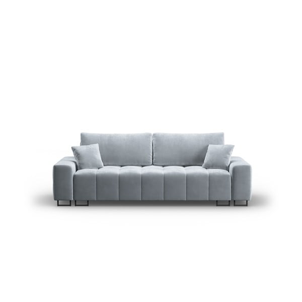 Šviesiai mėlynos spalvos iš velveto sulankstoma/su sandėliavimo vieta sofa 250 cm Wicklow – Cosmopolitan Design