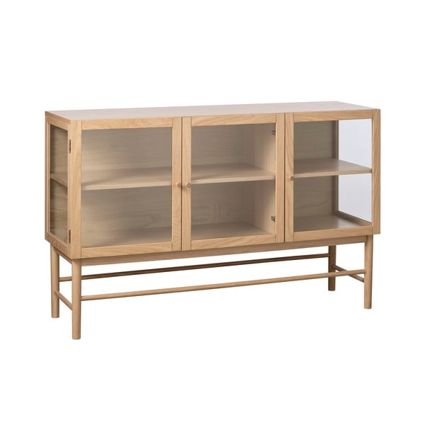 Vitrina iš ąžuolo masyvo natūralios spalvos 88x140 cm Elba – Unique Furniture-image-2