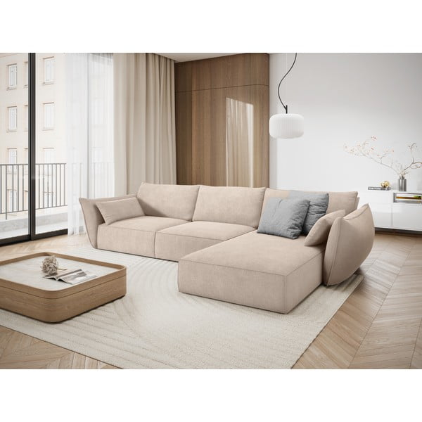 Smėlio spalvos kampinė sofa (dešinysis kampas) Vanda - Mazzini Sofas-image-1