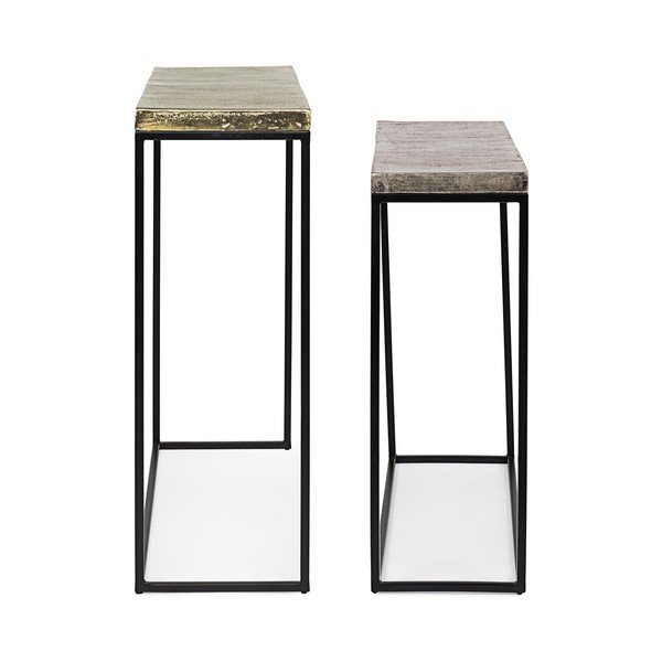 Iš metalo konsoliniai staliukai 2 vnt. 29x99 cm Amira – Bizzotto-image-2