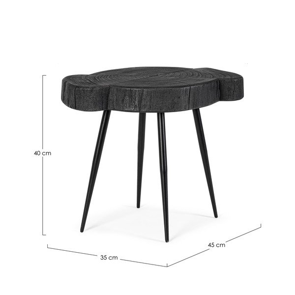 Juodos spalvos kavos staliukas su akacijos stalviršiu 35x45 cm Zakia – Bizzotto-image-3