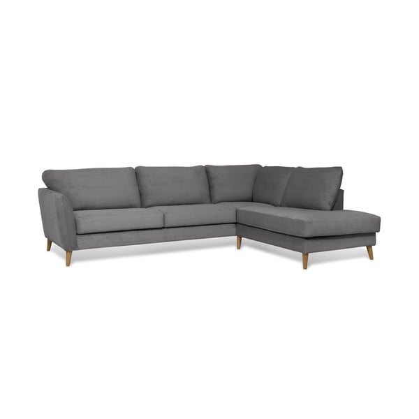 Iš kordinio velveto kampinė sofa tamsiai pilkos spalvos (su dešiniuoju kampu) Paris – Scandic-image-2
