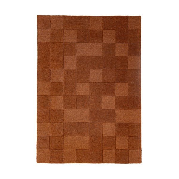 Rankų darbo terakotos spalvos iš vilnos kilimas 200x290 cm Checkerboard – Flair Rugs