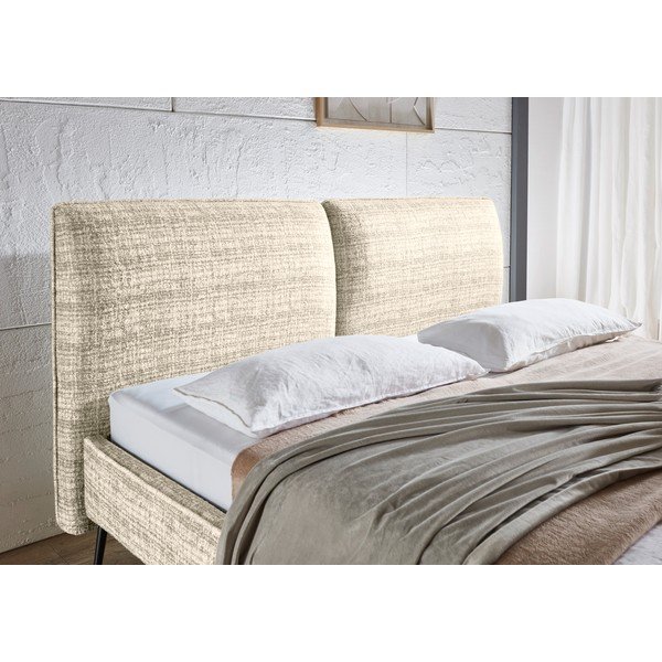 Smėlio spalvos dvigulė lova audiniu dengta be grotelių 200x200 cm Infinity – Meise Möbel-image-2