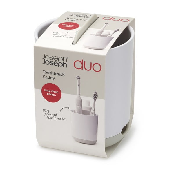 Iš plastiko dantų šepetėlio indas baltos spalvos Duo – Joseph Joseph-image-2