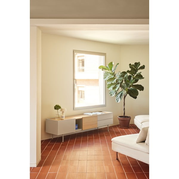 TV spintelė smėlio spalvos/natūralios spalvos iš ąžuolo 180x45 cm Otto – Teulat-image-1